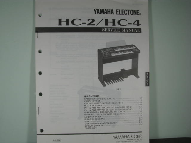 HC-2/HC-4 Electone Service Manual