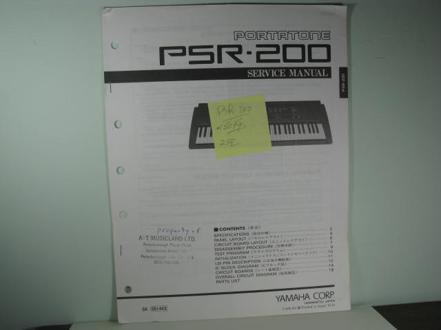 PSR-200 Portatone Service Manual