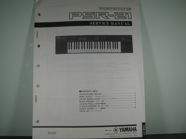PSR-21 -Portatone Service Manual