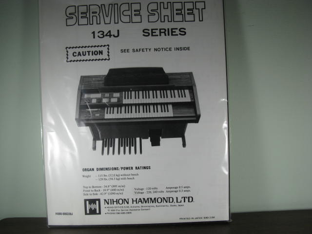134J-Nihon Hammond Service Sheet--HO-6226J