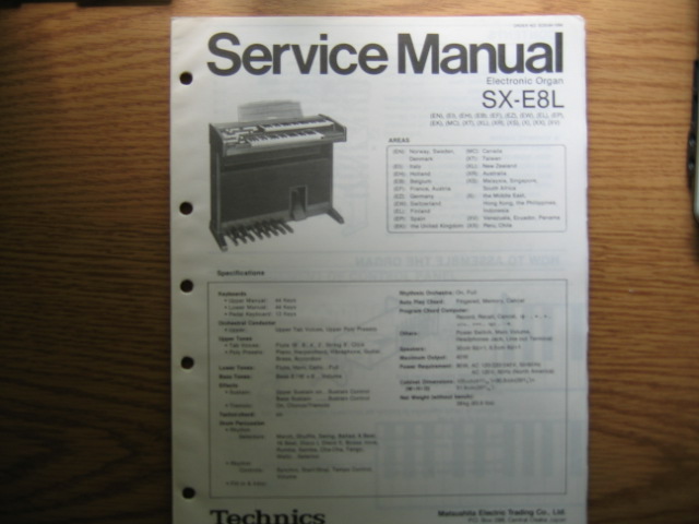 Technics SX-E8L Electronic Organ Technics SX-E8L Electronic Organ