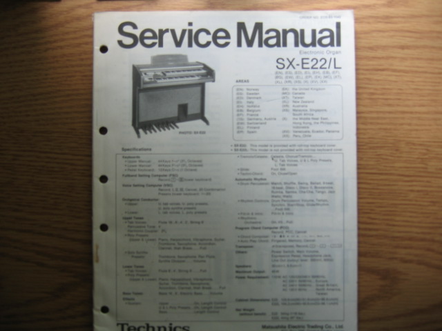 Technics SX-E22/L Electronic Organ Technics SX-E22/L Electronic Organ