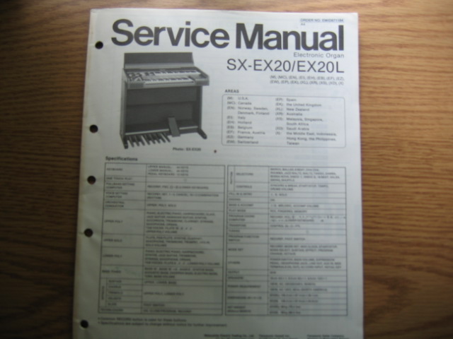 Technics SX-EX20/EX20L Electronic Organ Technics SX-EX20/EX20L Electronic Organ