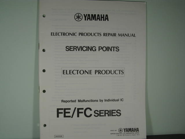 FE/FC Electone Series-Servicing Points Repair manual