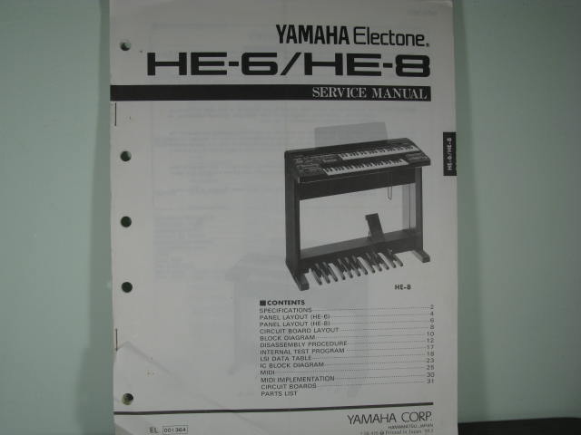 HE-6/HE-8 Electone Service Manual HE-6/HE-8 Electone Service Manual