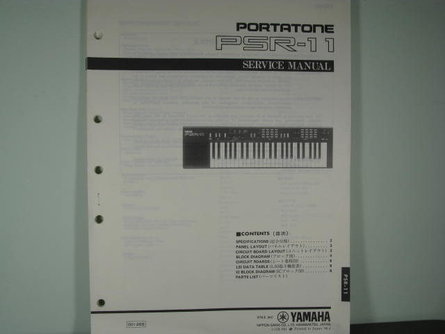PSR-11 Portatone Service Manual PSR-11 Portatone Service Manual