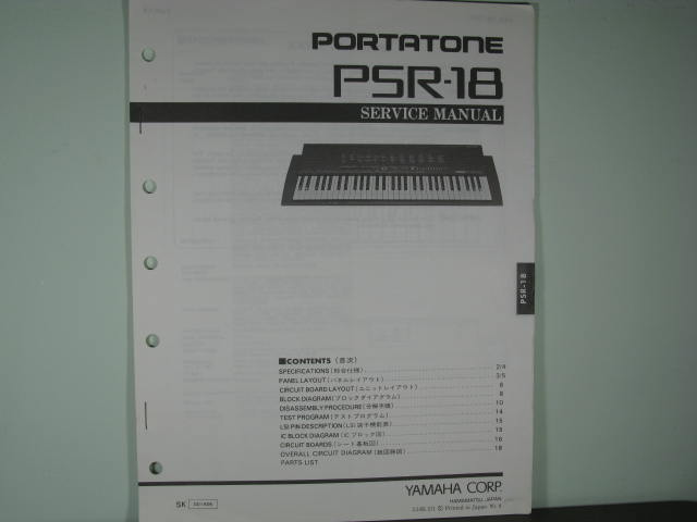 PSR-18 Portatone Service Manual PSR-18 Portatone Service Manual