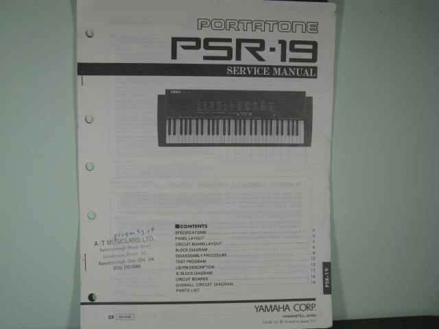 PSR-19 Portatone Service Manual - Click Image to Close