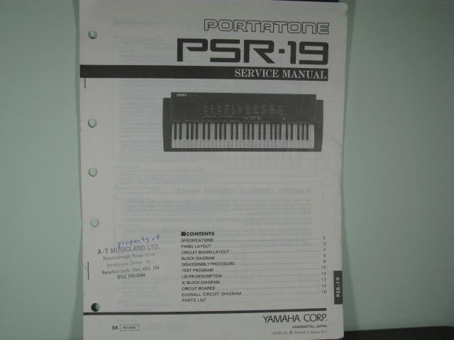 PSR-19 Portatone Service Manual PSR-19 Portatone Service Manual