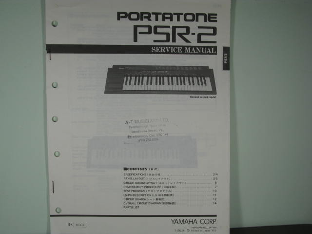 PSR-2 Portatone Service Manual - Click Image to Close