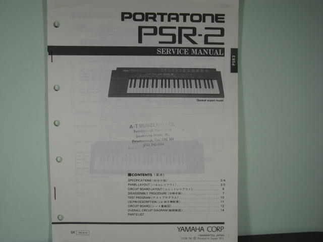 PSR-2 Portatone Service Manual