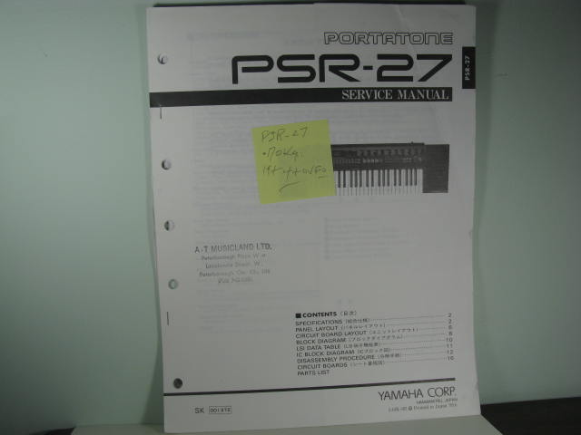 PSR-27 Portatone Service Manual - Click Image to Close