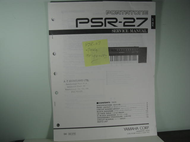 PSR-27 Portatone Service Manual PSR-27 Portatone Service Manual