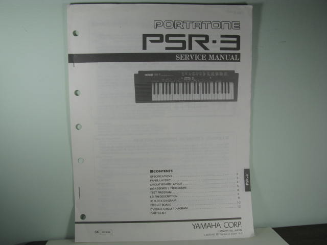 PSR-3 Portatone Service Manual - Click Image to Close