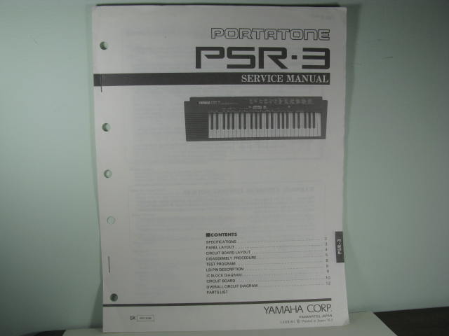 PSR-3 Portatone Service Manual PSR-3 Portatone Service Manual