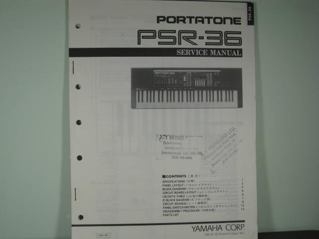 PSR-3 Portatone Service Manual