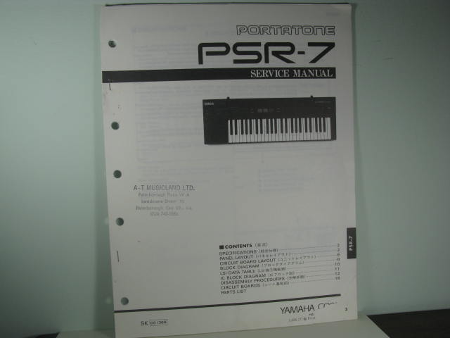PSR-7 Portatone Service Manual PSR-7 Portatone Service Manual