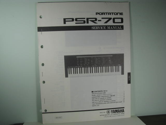 PSR-70 Portatone Service Manual PSR-70 Portatone Service Manual