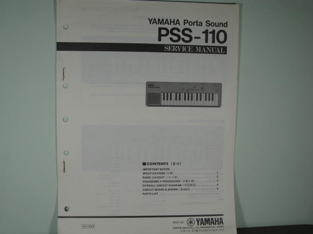 PSS-110 Portasound Service Manual - Click Image to Close
