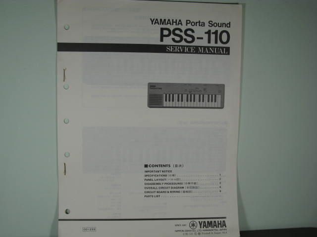 PSS-110 Portasound Service Manual PSS-110 Portasound Service Manual