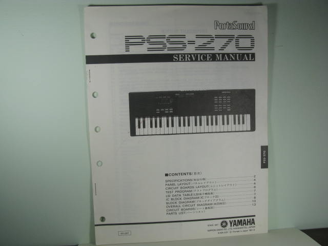 PSS-270 PortaSound Service Manual PSS-270 PortaSound Service Manual