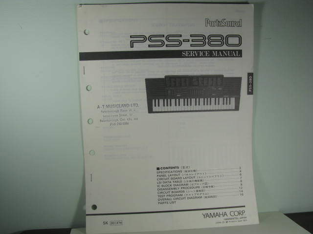 PSS-380 PortaSound Service Manual PSS-380 PortaSound Service Manual
