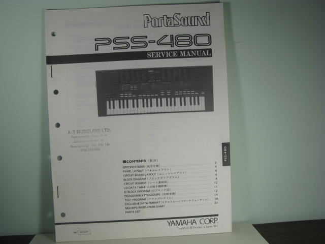 PSS-480 PortaSound Service Manual - Click Image to Close