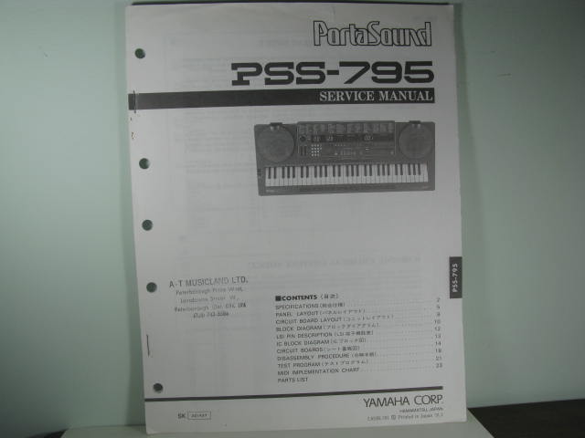 PSS-795 PortaSound Service Manual PSS-795 PortaSound Service Manual