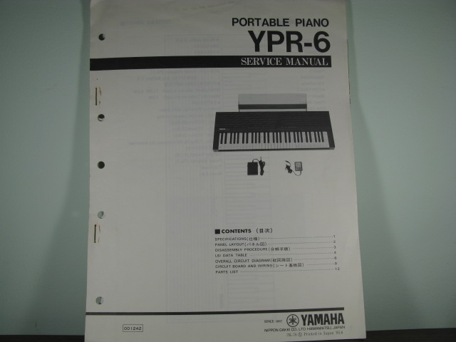 YPR-6 Electronic Piano Service Manual
